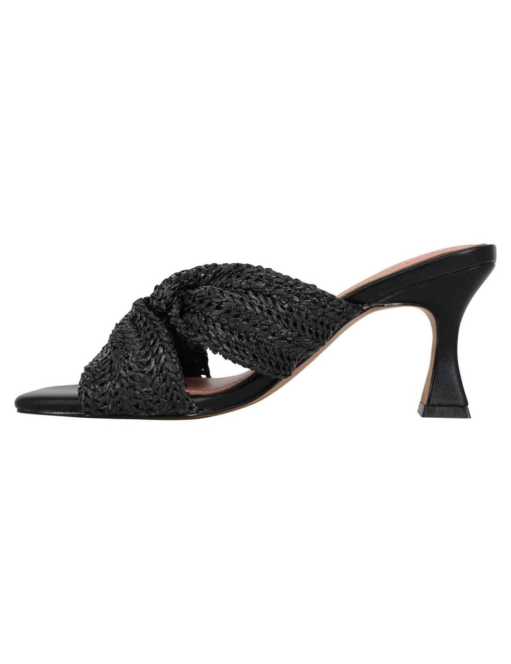 Spatarella Sandali donna in tessuto nero con tacco alto e punta quadra Nicole Lightning offer