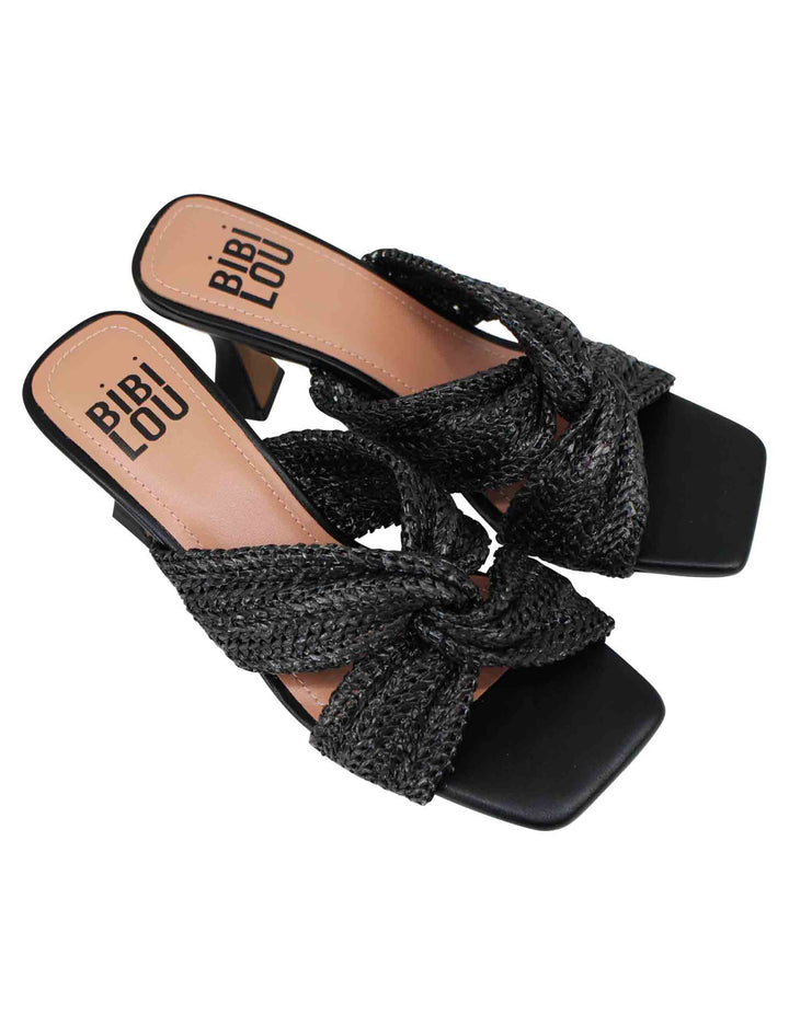 Spatarella Sandali donna in tessuto nero con tacco alto e punta quadra Nicole Lightning offer
