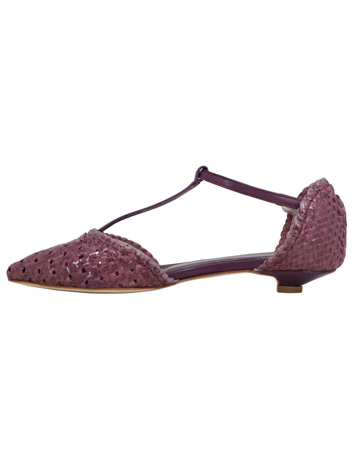 Spatarella Decollete donna in pelle intrecciata prugna tacco basso Enormi risparmi