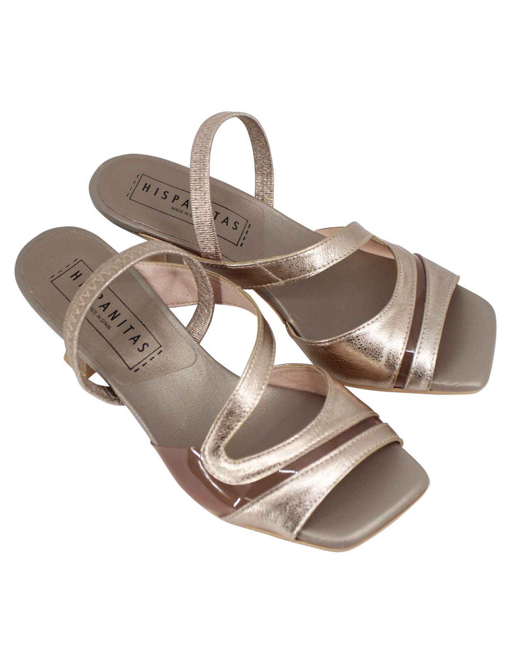 Spatarella Sandali slingback donna in pelle bronzo con punta quadra Offerta settimanale
