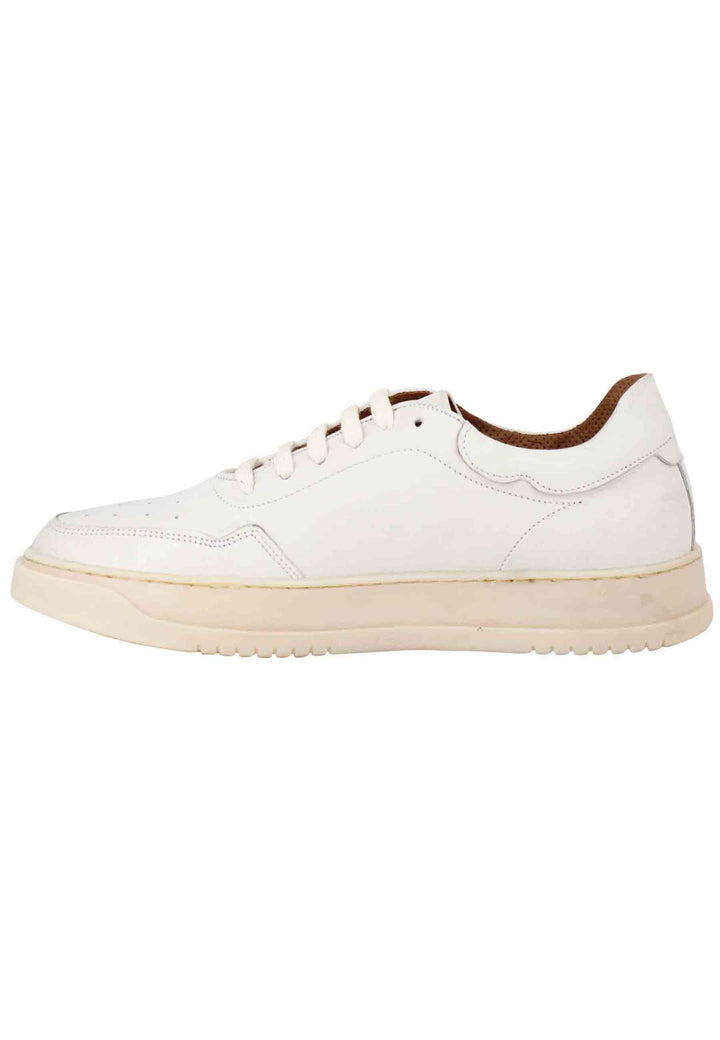 Spatarella Sneakers uomo in pelle vintage off white con suola in gomma cucita Ultimi due giorni