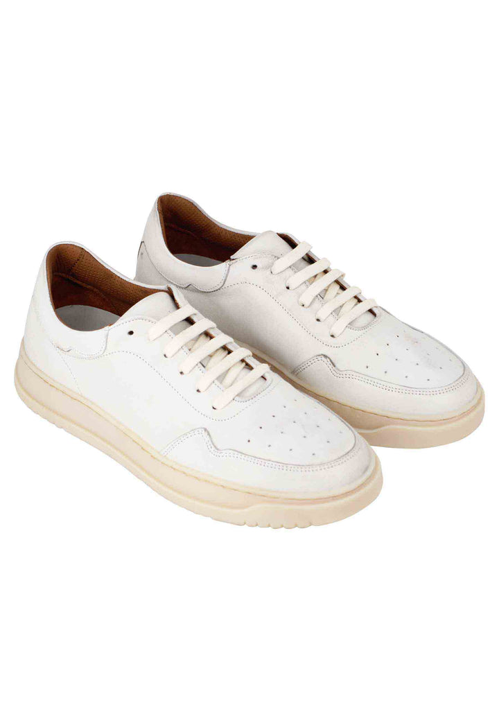 Spatarella Sneakers uomo in pelle vintage off white con suola in gomma cucita Ultimi due giorni
