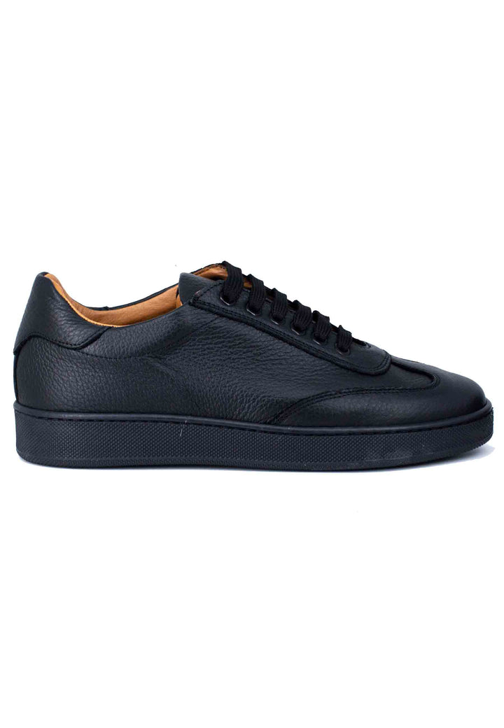 Spatarella Sneakers uomo in pelle martellata nera Promozione temporanea