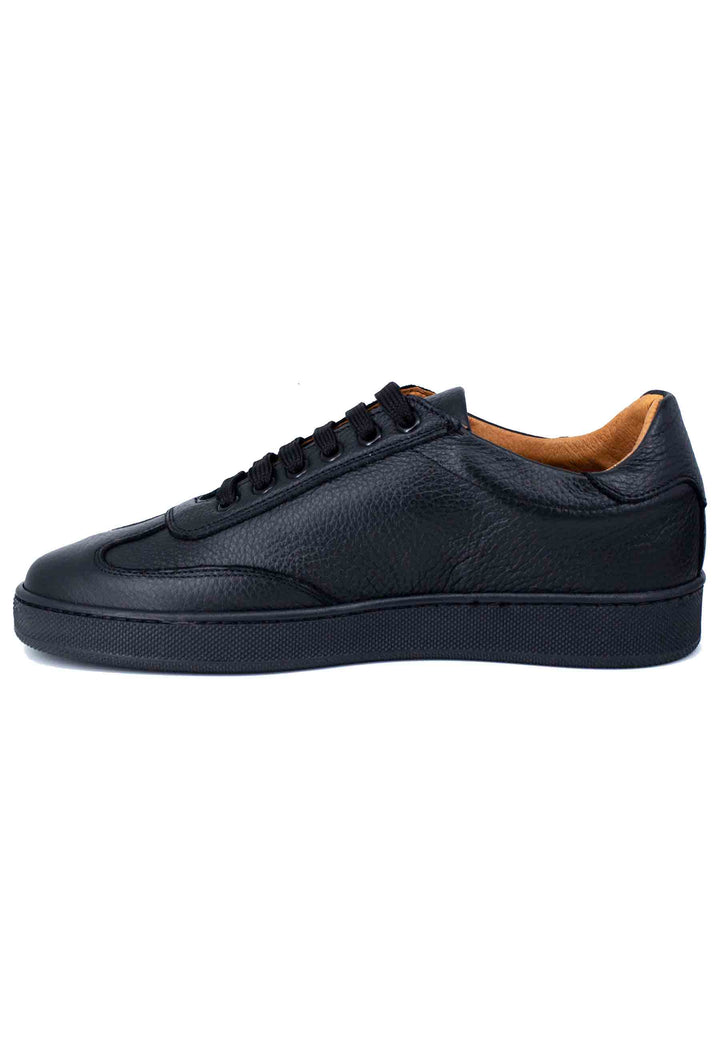 Spatarella Sneakers uomo in pelle martellata nera Promozione temporanea