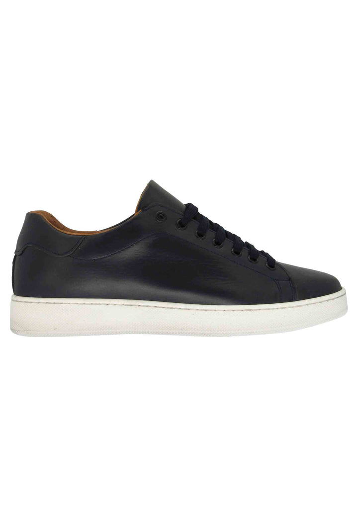 Spatarella Sneakers uomo in pelle blu con fondo in gomma Fino al 50% di sconto