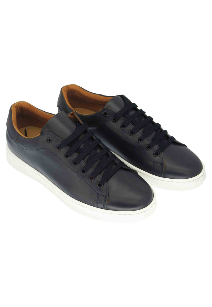 Spatarella Sneakers uomo in pelle blu con fondo in gomma Fino al 50% di sconto