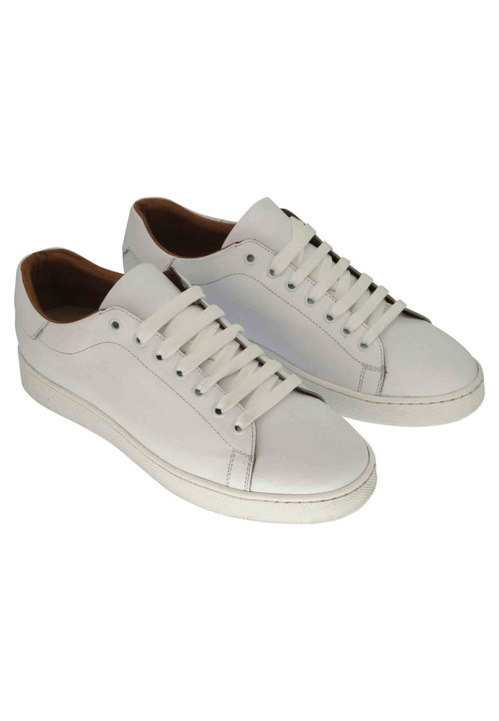 Spatarella Sneakers uomo in pelle bianca con fondo in gomma Fino al 60% di sconto