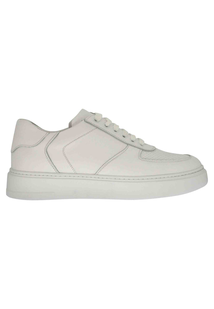 Spatarella Sneakers uomo in pelle bianca con cuciture e fondo in gomma Fino al 65% di sconto
