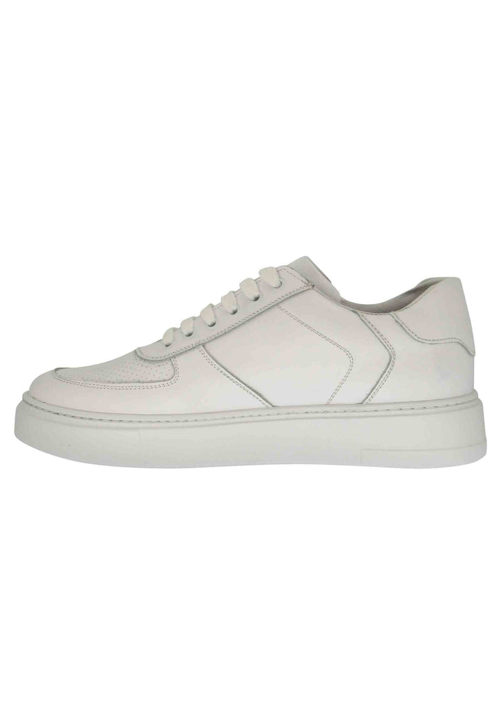 Spatarella Sneakers uomo in pelle bianca con cuciture e fondo in gomma Fino al 65% di sconto