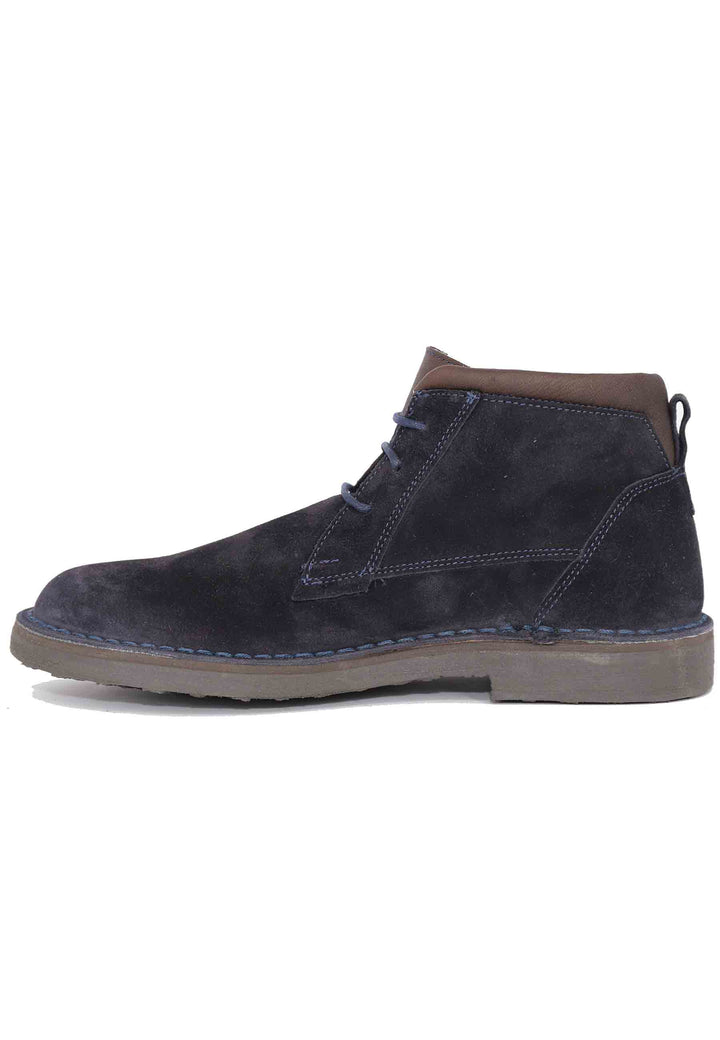 Spatarella Sivaletti polacchine stringate uomo in camoscio blu con suola in gomma Fino al 55% di sconto