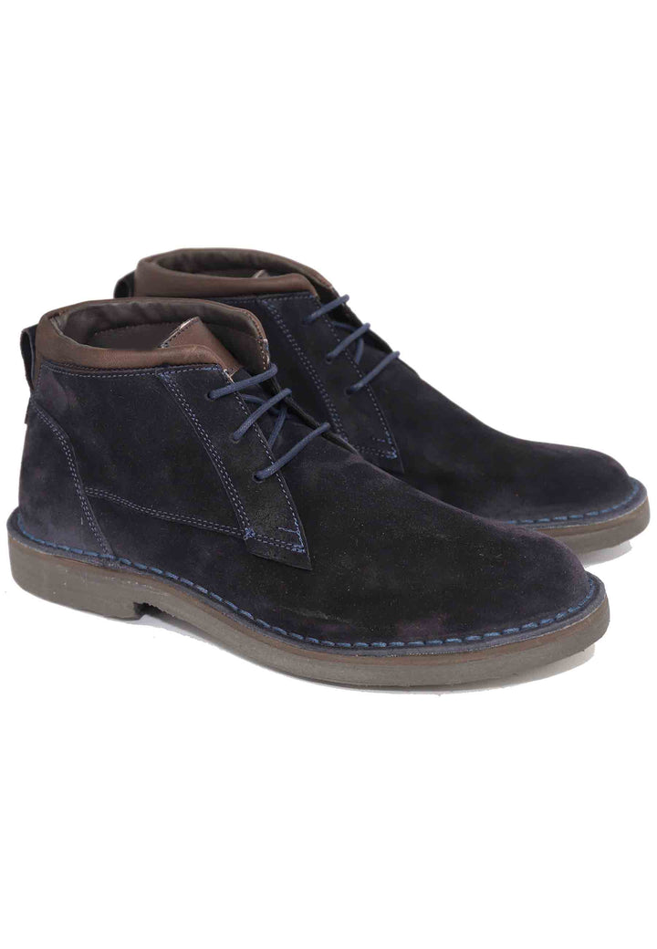 Spatarella Sivaletti polacchine stringate uomo in camoscio blu con suola in gomma Fino al 55% di sconto