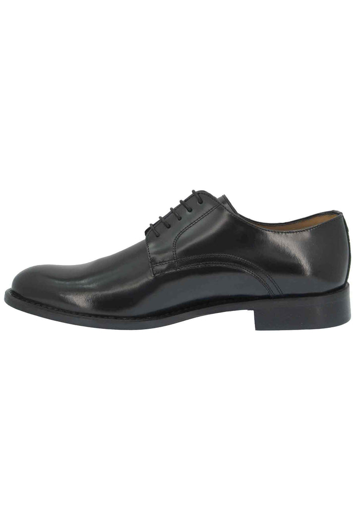 Spatarella Scarpe stringate uomo in pelle nera lucida con suola e tacco in cuoio Discount Store per i nuovi prodotti