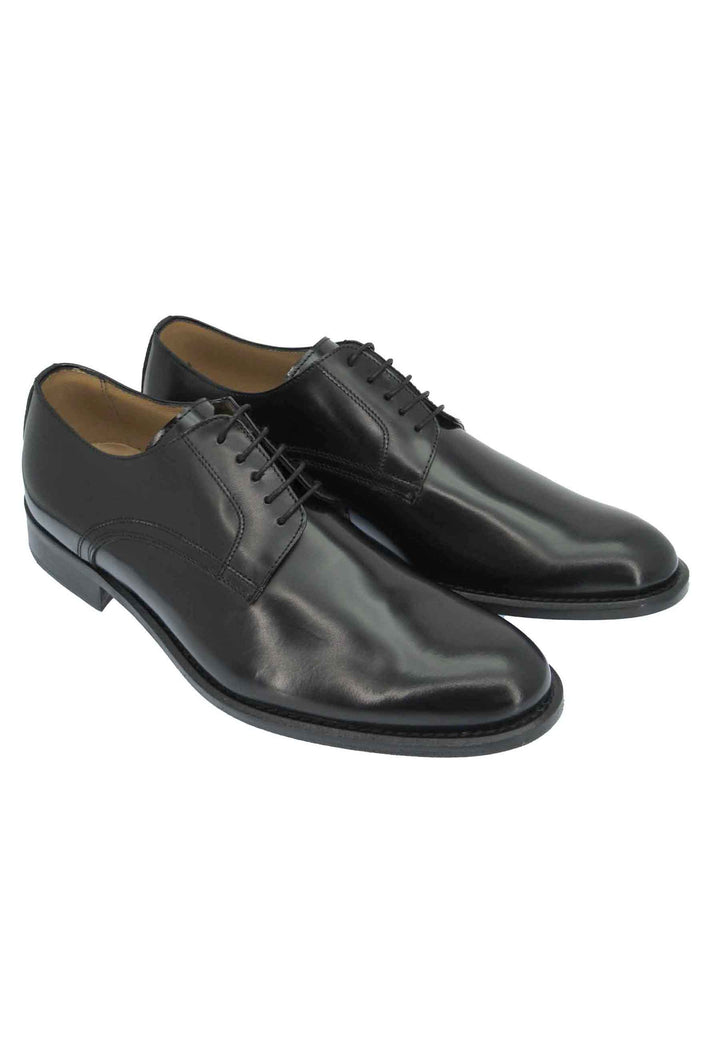 Spatarella Scarpe stringate uomo in pelle nera lucida con suola e tacco in cuoio Discount Store per i nuovi prodotti