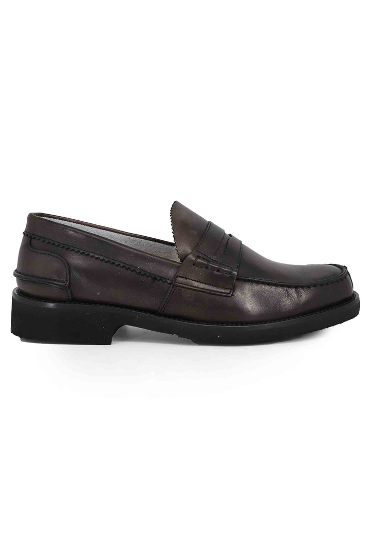 Spatarella Mocassini uomo in pelle testa di moro con suola in gomma extra light Esporta salva