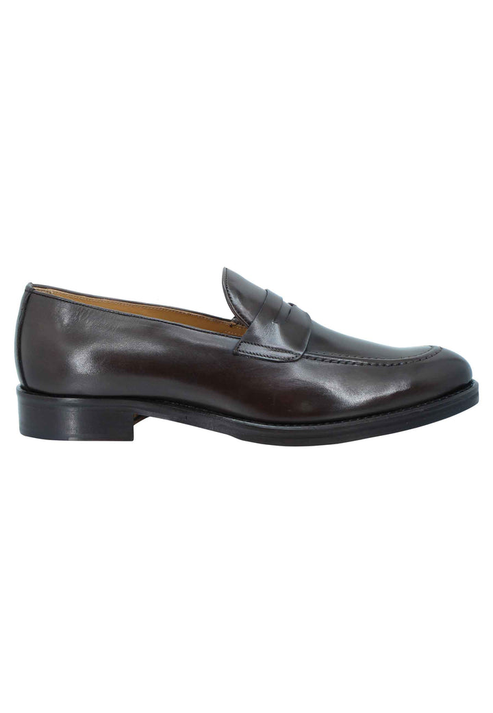 Spatarella Mocassini uomo in pelle testa di moro con punta affusolata e suola in cuoio Black Friday Prezzi