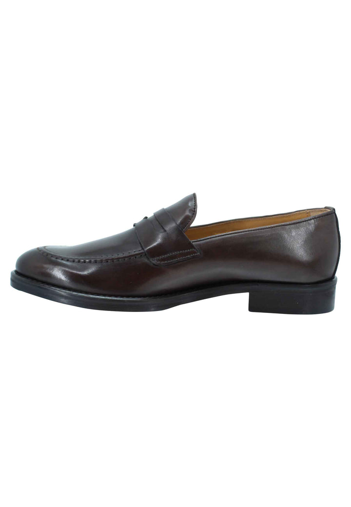 Spatarella Mocassini uomo in pelle testa di moro con punta affusolata e suola in cuoio Black Friday Prezzi