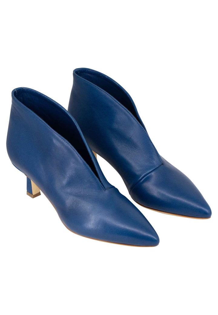 Spatarella Stivaletti donna Ankle boot in pelle blu con tacco basso In vendita