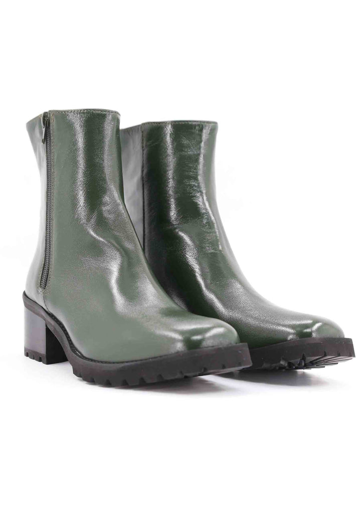 Spatarella Stivaletti TR1665 in pelle verde con suola in gomma carrarmato Negozi Online