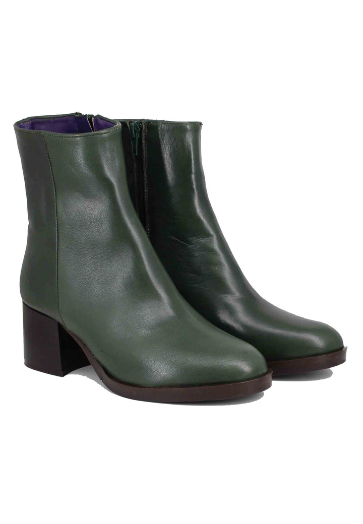 Spatarella Stivaletti donna in pelle verde tacco basso Acquista Ora