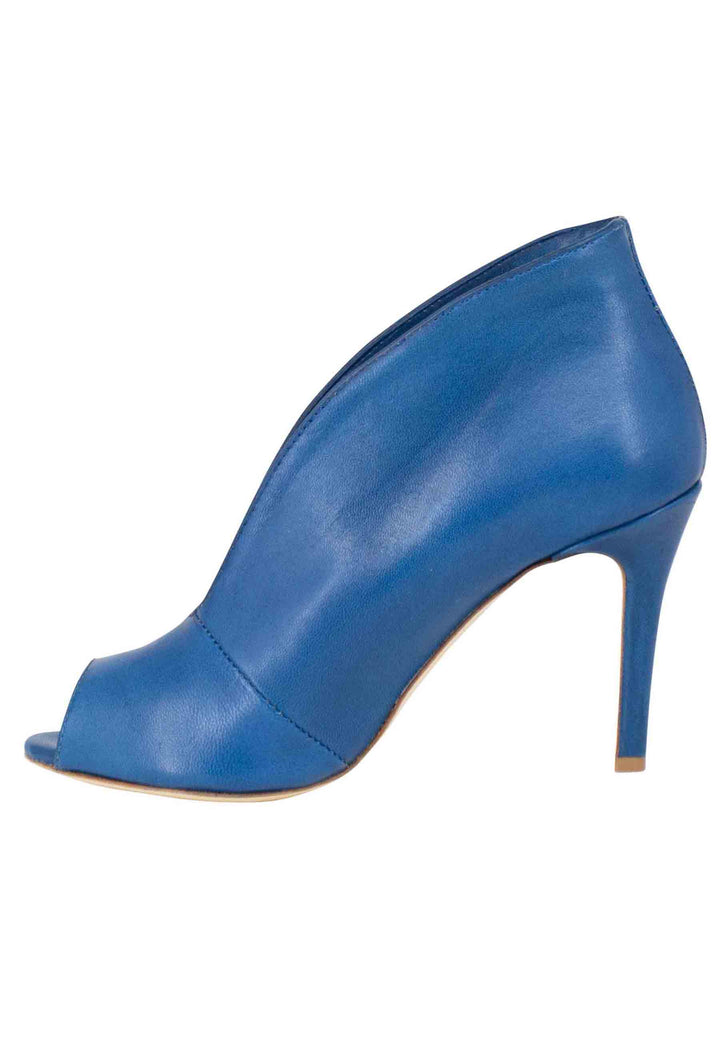 Spatarella Stivaletti open toe donna in pelle blu denim tacco alto Consegna Veloce