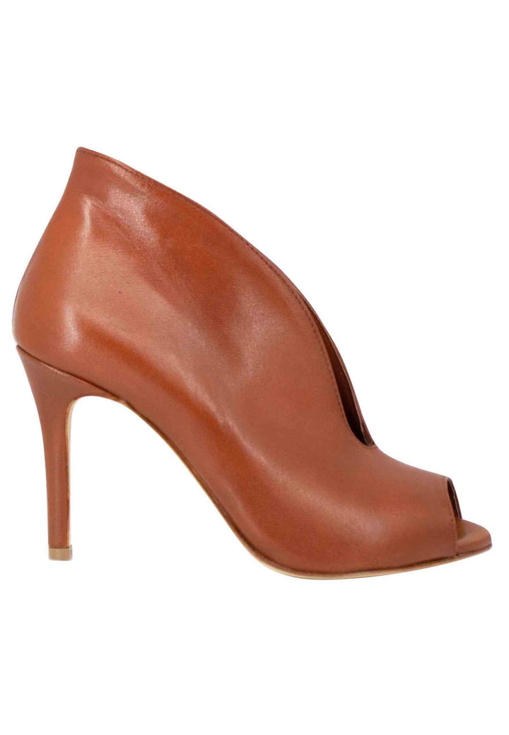 Spatarella Stivaletti open toe donna in pelle cuoio tacco alto Promozione Limitata