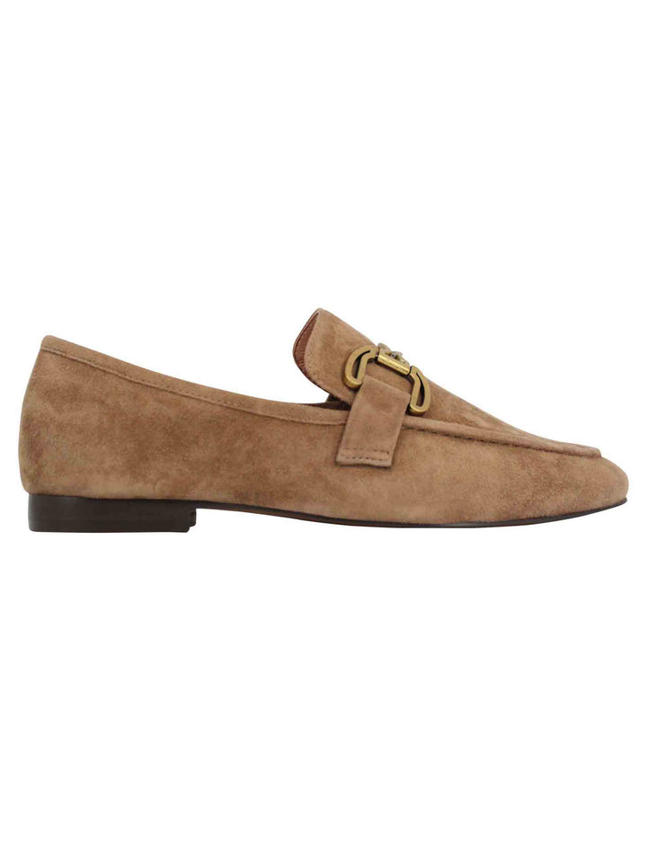 Spatarella Mocassini donna in camoscio taupe con mosetto e tacco basso Zagreb Prezzo Ridotto