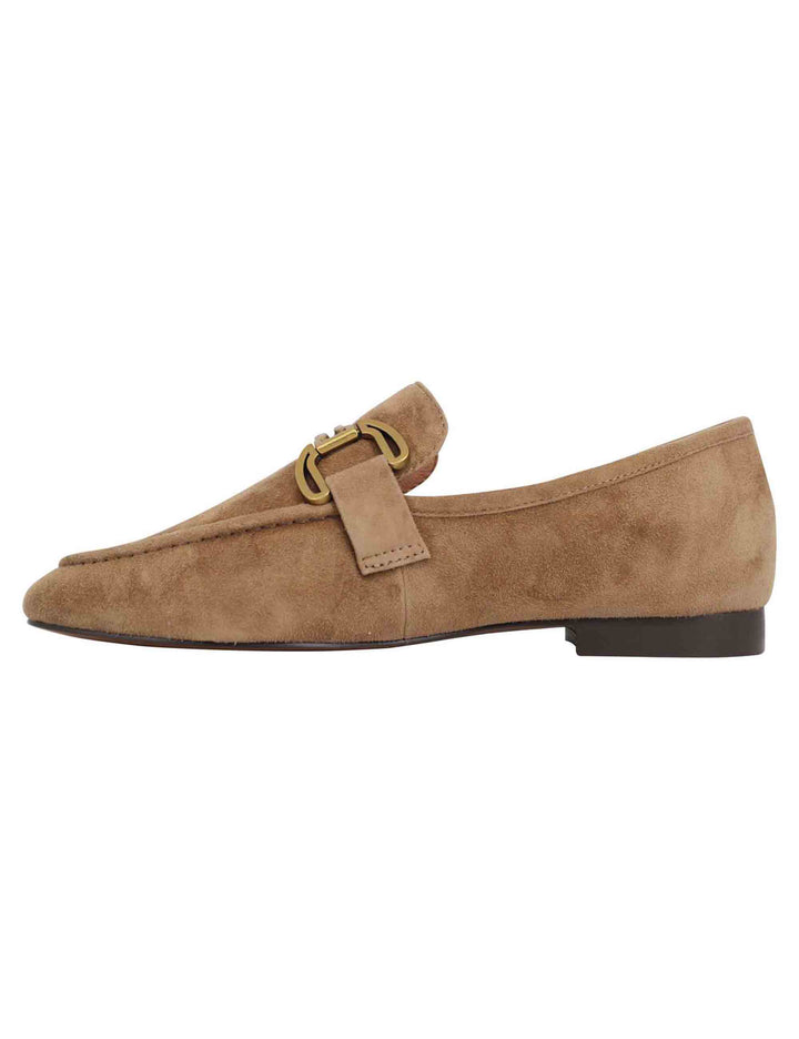 Spatarella Mocassini donna in camoscio taupe con mosetto e tacco basso Zagreb Prezzo Ridotto