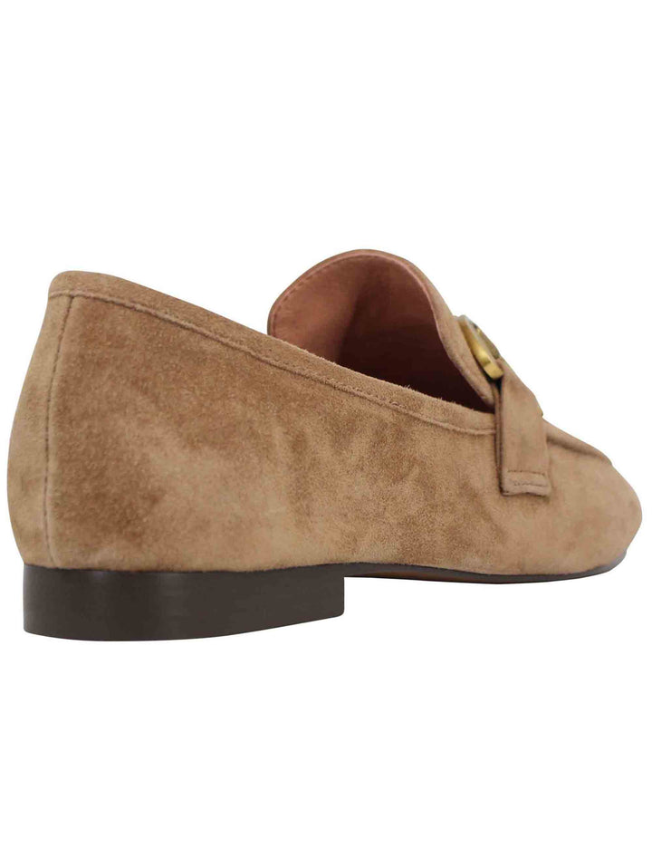 Spatarella Mocassini donna in camoscio taupe con mosetto e tacco basso Zagreb Prezzo Ridotto