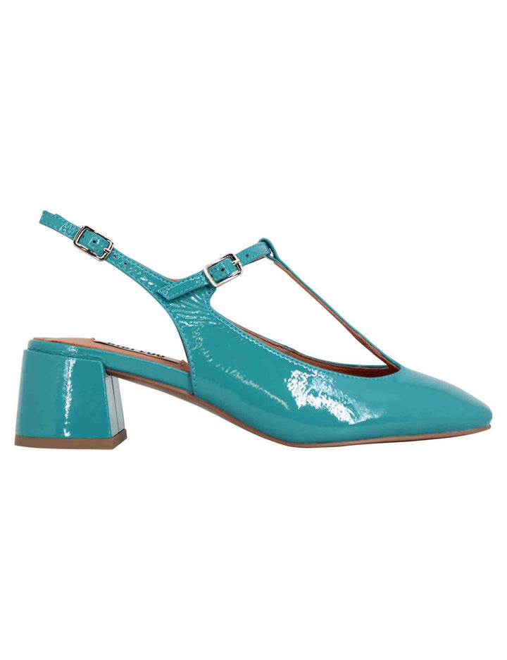 Spatarella Decollete slingback donna in vernice turchese con doppio cinturino Mignon Sottocosto