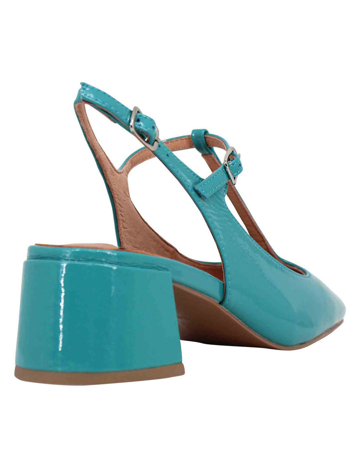 Spatarella Decollete slingback donna in vernice turchese con doppio cinturino Mignon Sottocosto