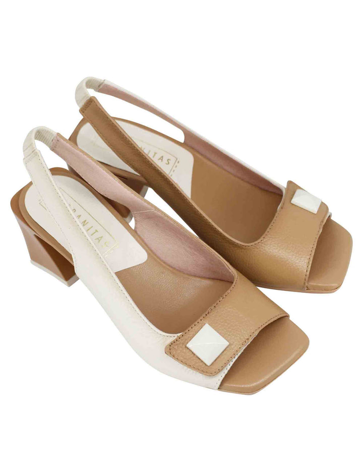 Spatarella Sandali slingback donnain pelle panna con fibbia laterale Convenienza