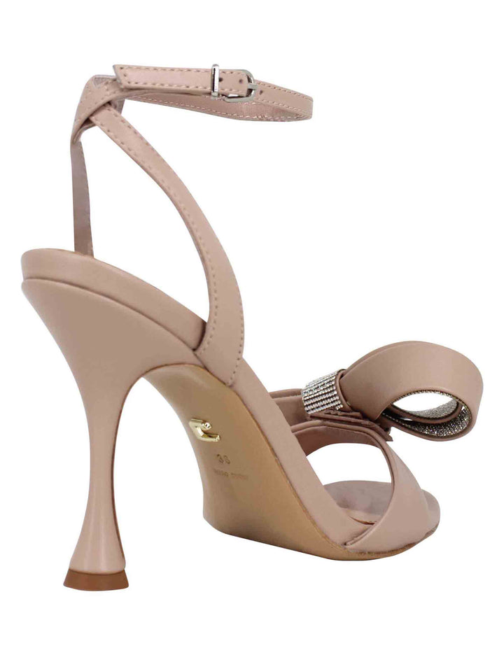 Spatarella Sandali donna in vernice nude con fiocco di strass tacco alto e cinturino alla caviglia Ruth Novità