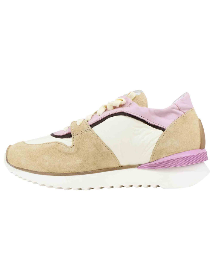 Spatarella Sneakers donna in pelle e camoscio beige Presa