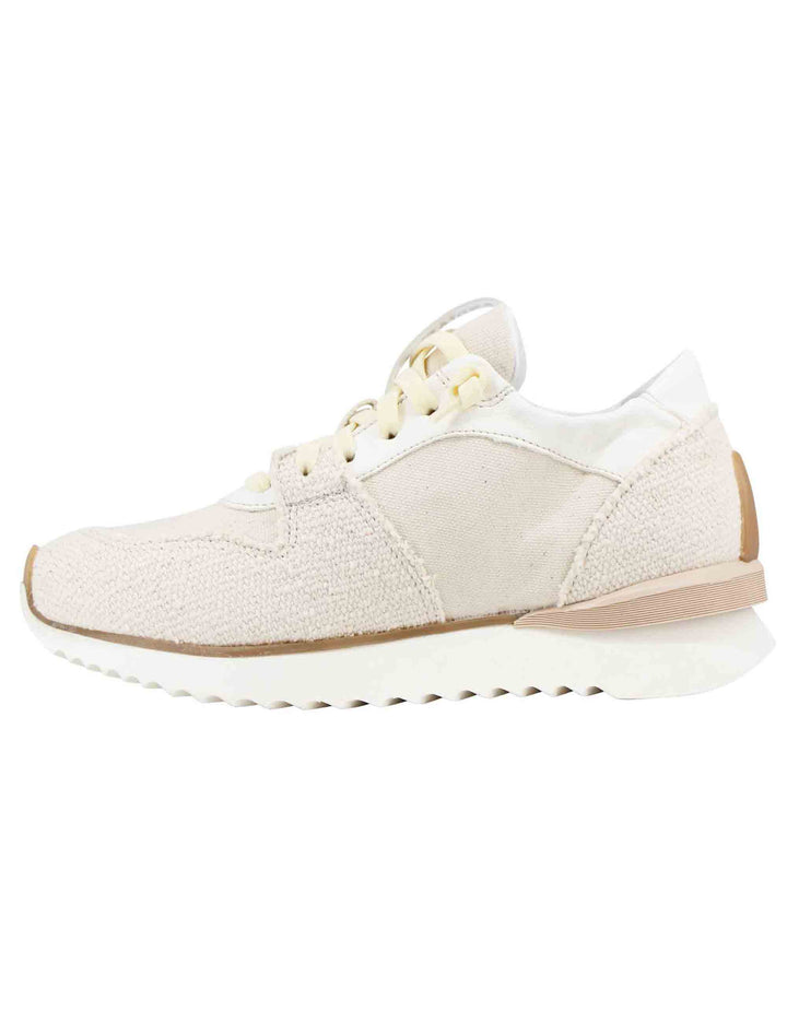 Spatarella Sneakers donna in pelle e tessuto beige Sconto
