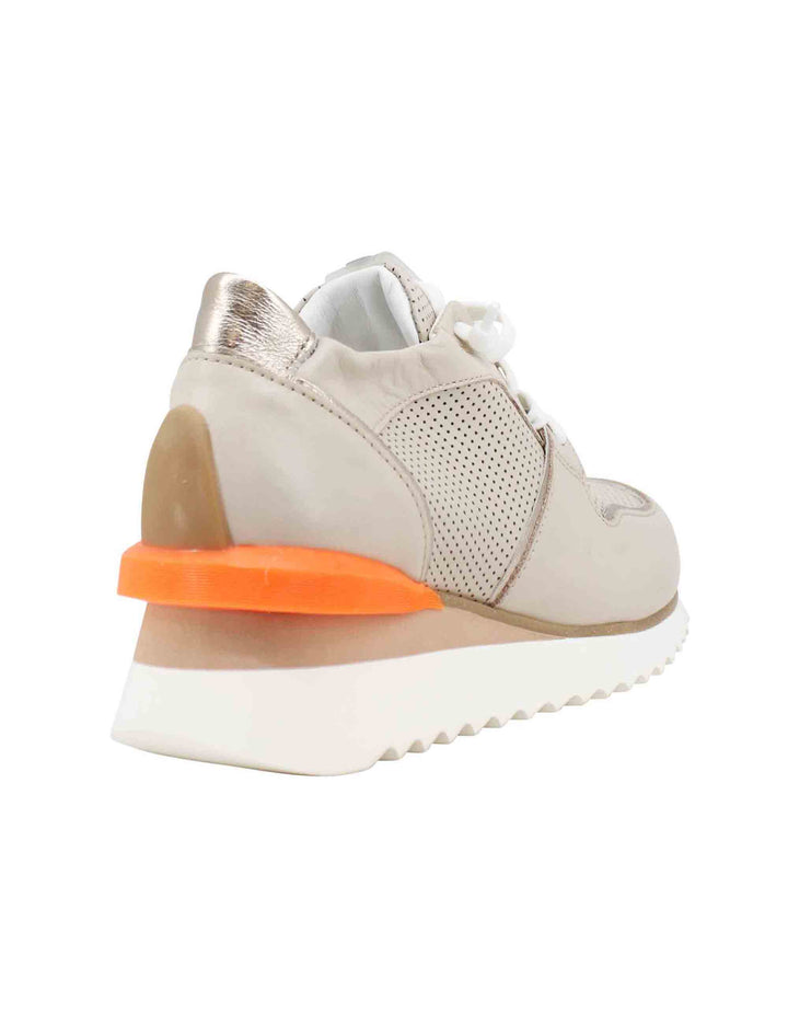 Spatarella Sneakers donna in pelle beige con zeppa interna Offerta
