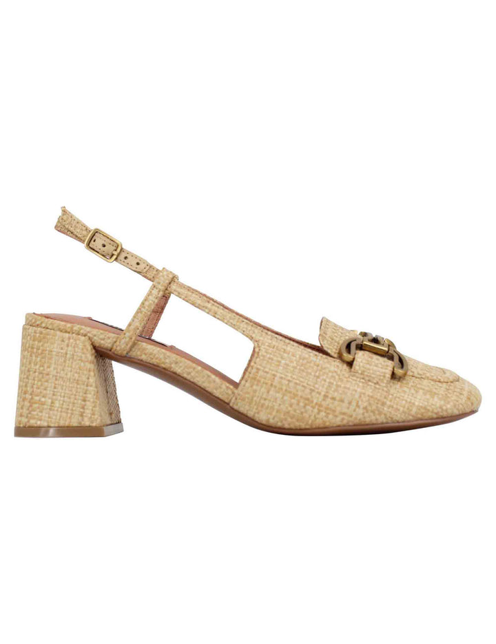 Spatarella Decollete slingback donna in tessuto naturale con fibbia Renée Hotsell