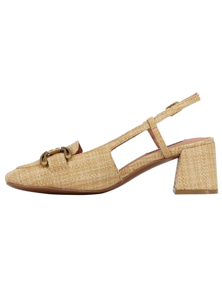 Spatarella Decollete slingback donna in tessuto naturale con fibbia Renée Hotsell