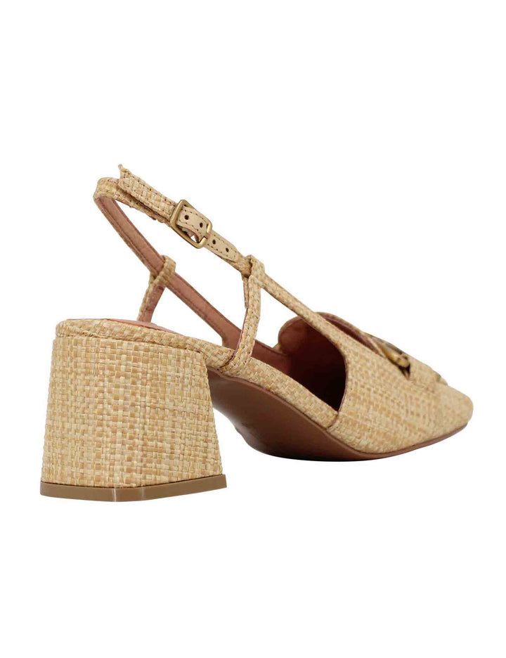 Spatarella Decollete slingback donna in tessuto naturale con fibbia Renée Hotsell