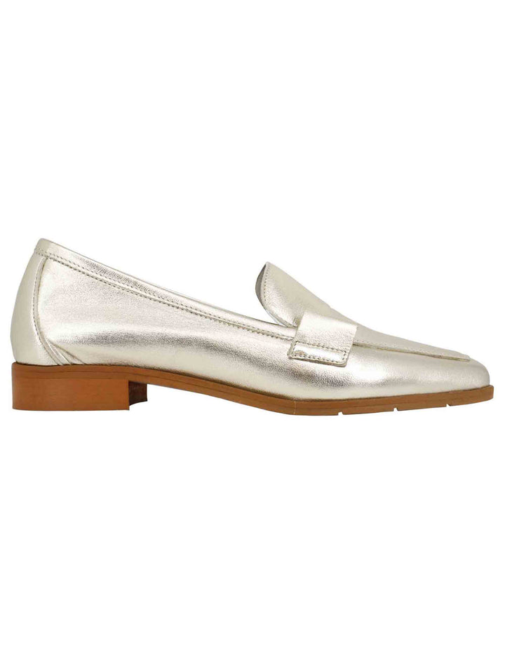 Spatarella Mocassini donna in pelle laminata platino con suola in gomma I Più Venduti
