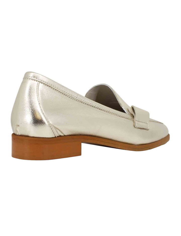 Spatarella Mocassini donna in pelle laminata platino con suola in gomma I Più Venduti