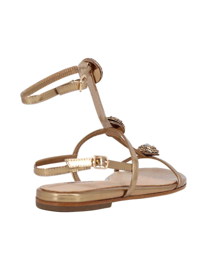 Spatarella Sandali flat slingback donna in pelle bronzo con borchie e punta quadra Lya Nuova
