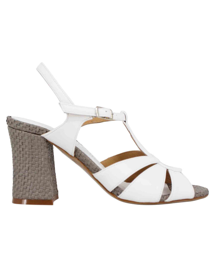 Spatarella Sandali slingback donna in pelle bianca con tacco alto Moda