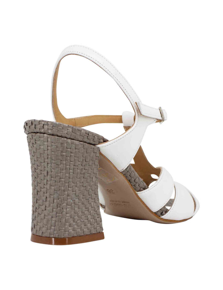 Spatarella Sandali slingback donna in pelle bianca con tacco alto Moda