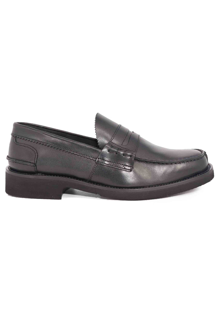 Spatarella Mocassini uomo in pelle nera con suola in gomma extra light Sconto di tempo limitato