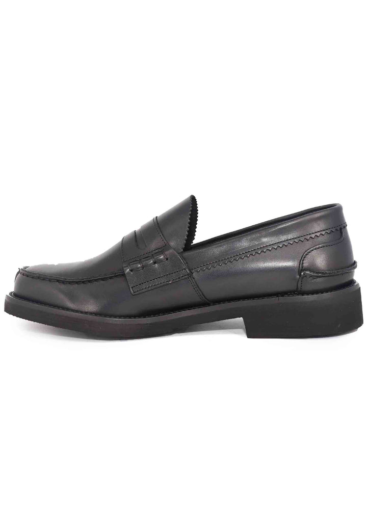 Spatarella Mocassini uomo in pelle nera con suola in gomma extra light Sconto di tempo limitato