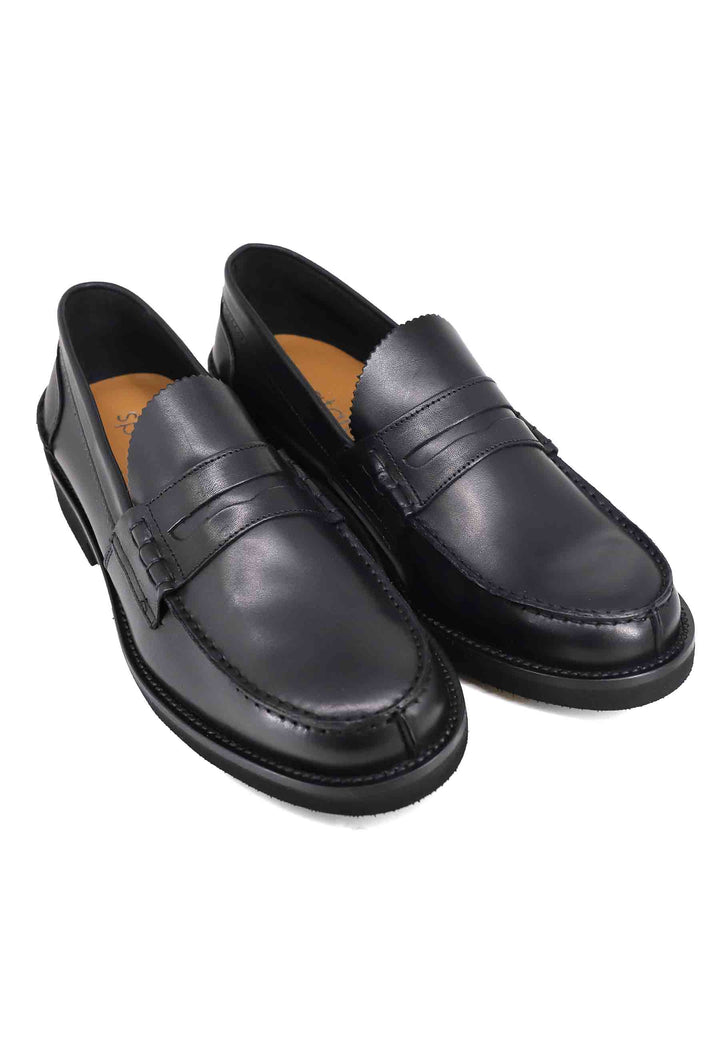 Spatarella Mocassini uomo in pelle nera con suola in gomma extra light Sconto di tempo limitato