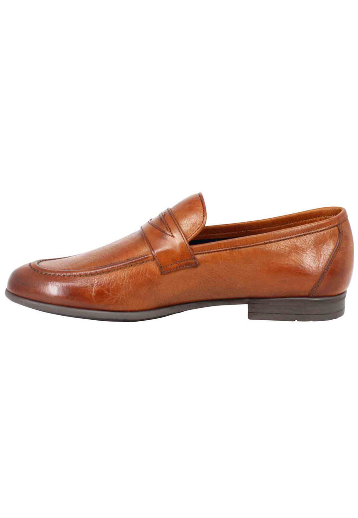 Spatarella Mocassini uomo in pelle cuoio con suola in gomma Offerta speciale