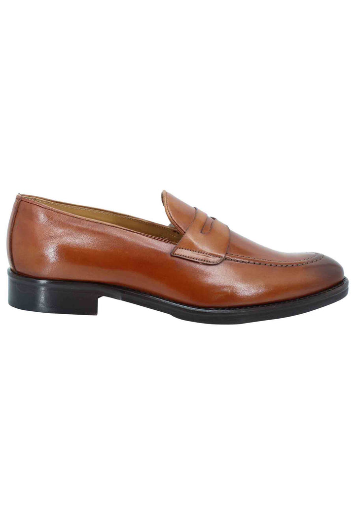 Spatarella Mocassini uomo in pelle cuoio con punta affusolata e suola in cuoio Comprare a buon mercato