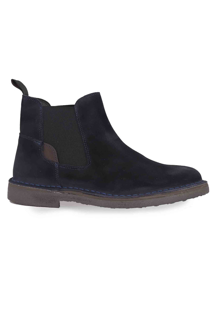 Spatarella Chelsea boot in camoscio blu con suola in gomma Vendite stagionali