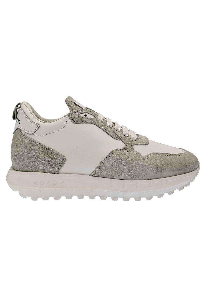 Spatarella Sneakers uomo in pelle e tessuto of white con fondo alto in gomma Offerta natalizia